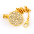 Gold pacifier clip with sparkling rhinestones and elegant gold chain attachment - Full Rhinestone Chain