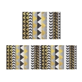 Modern gold geometric kitchen mat set with minimalist crystal velvet patterns - Persian Style