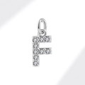 Silver letter F pendant necklace with micro-pave cubic zirconia on gray background - White Gold (Letter F)