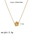 Detailed view of flower pendant and bead chain with specific product dimensions - Gold Metal Flower Gold Bead Chain Necklace (TN3616-G)