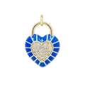 18K vergoldeter Herzschloss-Anhänger mit blauem Emaille-Inlay und funkelnden Zirkonia - Blaues Herz
