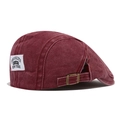 Retro burgundy cotton ivy cap with Brooklyn letter patch and adjustable metal buckle - Adjustable / Burgundy