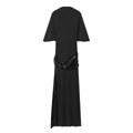 Elegant black midi dress with sequin waist belt and high-quality draped fabric - XS / Black