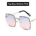 Gafas de sol sin montura con lentes degradadas azul-rosa y patillas doradas - Azul Rosa