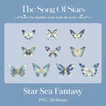 Adesivi farfalla fantasia stellata in blu e oro materiale PVC 20 fogli pack - Fantasia di Mare di Stelle (Blu)