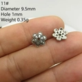 Macro detail of 9.5mm vintage silver flower spacer bead for DIY jewelry making - Style 11