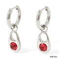 Orecchini a cerchio in argento con pendenti a goccia e zirconi rossi brillanti - Argento Con Zirconia Rossa (PDE763)