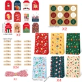 Weihnachts Adventskalender Tüten Set mit 24 Beuteln, Aufklebern, Tags und Clips - Schneemann Und Weihnachtsbaum Stil (621+586+Rot Weiß Seil 24 Set)