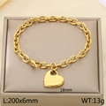 Goldenes Edelstahl-Kettenarmband mit poliertem Herzanhänger und genauen Maßen - Gold