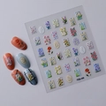 Detailweergave van 5D-nagelstickers met bloemenpatronen zoals tulpen en madeliefjes - FEB-486 Vintage Bloemen Serie