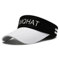 Unisex black and white sports visor hat with KMQHAT logo and wide sunshade brim - White Brim with Black