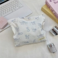 Flat lay of cat print makeup bag with skincare products on a minimalist workspace - Printed Cat White