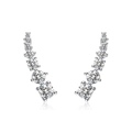 925 silver ear climbers with graduated round-cut clear zircons in a silver finish - Seven-Stone Gradient Crawlers / Silver White Rhinestone