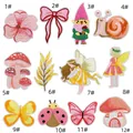 Detailed set of 12 colorful cartoon embroidered patches including flowers and forest designs - 12Pcs Fairy Patch Set