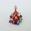 Albero di Natale in vetro rosso con glitter dorati e palline di vetro colorate - Rosso Piccolo