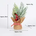 Mini-Weihnachtsbaum mit Kiefernnadeln roten Beeren und Sackleinenbasis in 28cm Höhe - K3-9 Weidenblatt-Stil