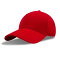 Classic bright red cotton baseball cap with structured hard top and curved brim - M (56-58cm) / Red
