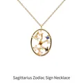 S925 silver Sagittarius zodiac necklace with colorful crystals in a golden oval frame - Sagittarius
