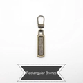 Rectangular antique bronze metal replacement zipper pull for bags and jackets - Long Rectangular - Bronze