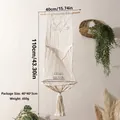 Handwoven Nordic macrame cat hammock in cream white cotton with fringe details - 40*40cm Shelf Style
