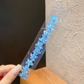 Sky blue flower hair clips with sparkling crystal centers for girls, pack of 10 - 10 Pieces Pack / Blue Five-petal Flower