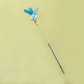 Blue feather cat wand with white plush ball, pearl accents and a small bell - Blue Fairy Clover