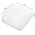 White semi-transparent square 4-grid pill box with cross logo and 6x6x2cm dimensions - White