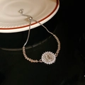 Bracelet ajustable en argent avec médaille religieuse et contour de zircons blancs - Style Bolo avec Médaille Ronde (13# Bracelet - Argent - Rond)