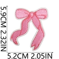 Pink embroidered butterfly bow patch with size measurements 5.9cm x 5.2cm for clothing - US 11