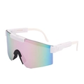 Gafas de sol deportivas blancas con lentes de gradiente colorido y montura aerodinámica - C03 Blanco Irisado