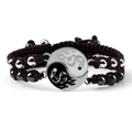 Detail of Yin Yang Tai Chi bracelets with dragon totems and woven rope for couples - Dragon Totem Coffee Pair