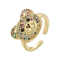 Nahaufnahme des Bärenrings aus 18K Gold mit bunten Zirkoniasteinen und verstellbarem Band - Gold mit buntem Zirkon