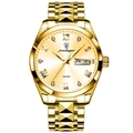Orologio al quarzo Poedagar da uomo color oro con data e indici in cristallo brillante - 985 Cassa Oro Quadrante Oro