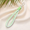 Braided green and white gradient strap with silver metal clasp for keys or phones - 12mm Wide / Green White (K2621)