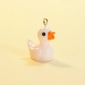 Pink resin duck charm with orange beak and metal loop for DIY keychain jewelry - Solid Light Pink (Silver Pin)