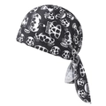 Elastic black bandana cap with white skull print for outdoor cycling and sports - Skull Pattern No.1