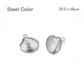 Set di due ciondoli a conchiglia in acciaio per gioielli fai da te, 13,5 x 14mm - Colore Acciaio - Conchiglia / 13.5x14mm