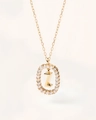 Minimalist 18K gold plated silver necklace with a Z letter pendant and crystal circle - Pave Zirconia Oval Letter Z Pendant Style / 925 Silver / 50cm (40+5+5cm) / Gold