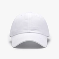 Classic white cotton twill baseball cap with curved brim and breathable eyelets - White
