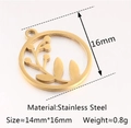 Gold stainless steel leaf pendant for jewelry making with 16mm size and weight specs - DY949 / Gold