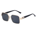 Gafas de sol cuadradas elegantes con montura de metal dorado y lentes grises para mujer - Montura Dorada Lentes Gris Oscuro