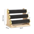 3-tier bamboo bracelet display stand with black velvet tiers and gold end caps - 3-Tier Dark Grey