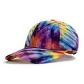 Colorful tie-dye baseball cap featuring purple blue and orange gradient mix patterns - Colorful Art Tie-Dye