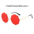 Spider web shaped sunglasses with golden metal frame and red tinted lenses - Gold Frame Red Lenses