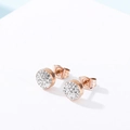 Sparkling round stud earrings with rose gold base and pave set white crystals - Rose Gold Round Full Diamond Style (KE85124-KPD)