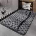 Tappetino da bagno grigio in memory foam con texture a ciottoli su pavimento in piastrelle - 40x60cm / Texture a Motivo-Grigio Scuro