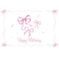 Pink ribbon bow disposable tablecloth for girls birthday party with Happy Birthday text - Backdrop 100*150cm
