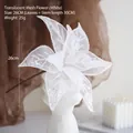 26cm white sheer mesh artificial Christmas flower decoration with silver glitter finish - White