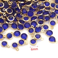 Ciondolo pietra natale in cristallo blu scuro 6mm con bordo dorato per gioielli DIY - Blu Reale