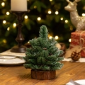 Miniatur Weihnachtsbaum mit Kunstschnee und Holzsockel für die Tischdekoration - Beblümter Schnee Mini Weihnachtsbaum (Klein 20CM)